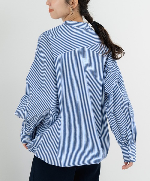 refinedworks（リファインドワークス）の「【refinedworks】裾スピンドル がアクセントの チュニック（シャツ/ブラウス・レディース・ブルー/ブラック/ホワイト・FREE）」の5枚目の写真