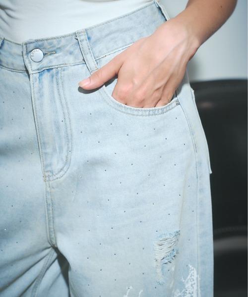 BLONDEY（ブロンディ）の「ラインストーンダメージレースデニムパンツ（デニムパンツ・レディース・ブルー・SMALL/MEDIUM）」の11枚目の写真