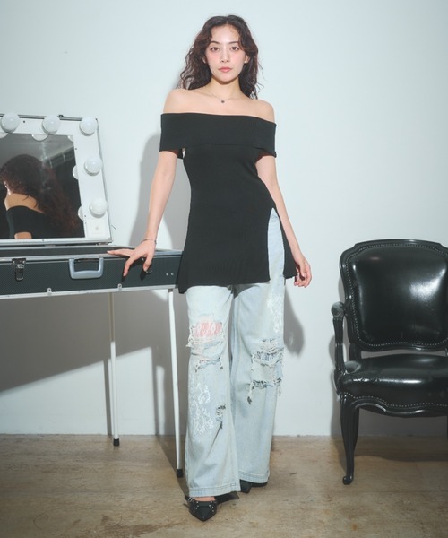 BLONDEY（ブロンディ）の「ラインストーンダメージレースデニムパンツ（デニムパンツ・レディース・ブルー・SMALL/MEDIUM）」の12枚目の写真