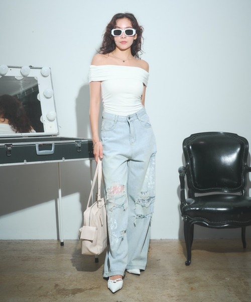 BLONDEY（ブロンディ）の「ラインストーンダメージレースデニムパンツ（デニムパンツ・レディース・ブルー・SMALL/MEDIUM）」の18枚目の写真