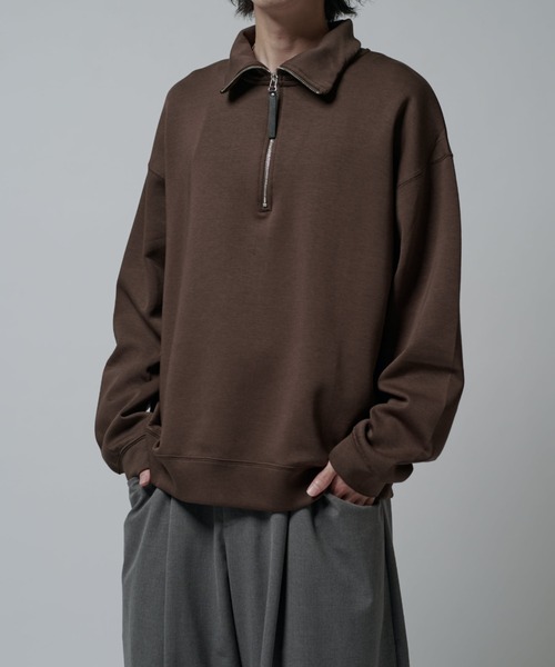 Lui's(ルイス)の「シルキーポンチハーフジップ(Tシャツ/カットソー・メンズ・チャコールグレー/ブラック・M/S)」の14枚目の写真