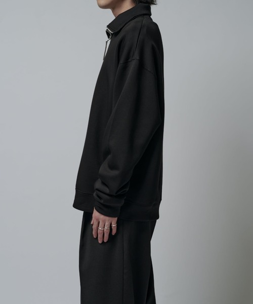 Lui's(ルイス)の「シルキーポンチハーフジップ(Tシャツ/カットソー・メンズ・チャコールグレー/ブラック・M/S)」の7枚目の写真