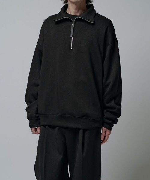 Lui's(ルイス)の「シルキーポンチハーフジップ(Tシャツ/カットソー・メンズ・チャコールグレー/ブラック・M/S)」の5枚目の写真