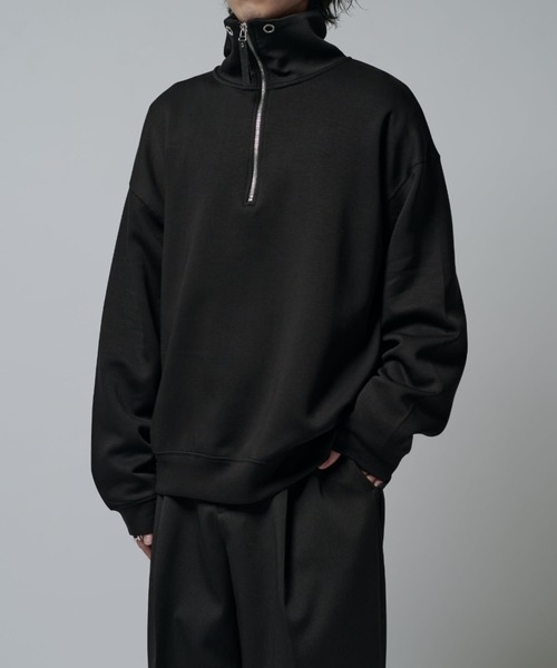 Lui's(ルイス)の「シルキーポンチハーフジップ(Tシャツ/カットソー・メンズ・チャコールグレー/ブラック・M/S)」の6枚目の写真