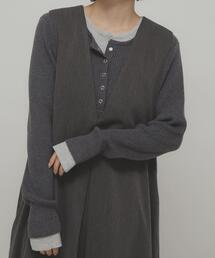 レイヤードライクヘンリーニット