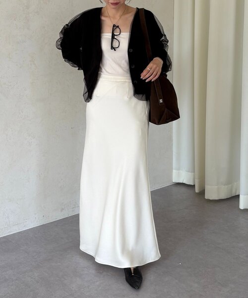 1枚で着映え】チュールレイヤードカーディガン（カーディガン