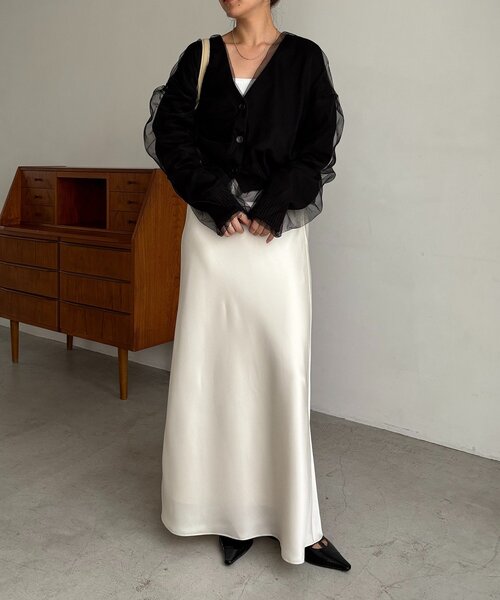 1枚で着映え】チュールレイヤードカーディガン（カーディガン