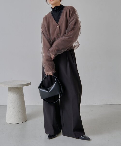 セール】【1枚で着映え】チュールレイヤードカーディガン