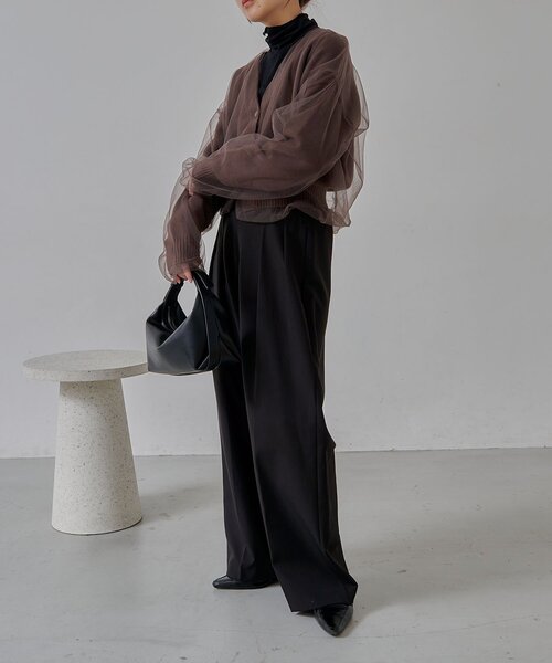 1枚で着映え】チュールレイヤードカーディガン（カーディガン