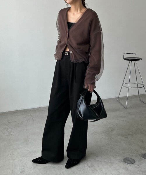 1枚で着映え】チュールレイヤードカーディガン（カーディガン