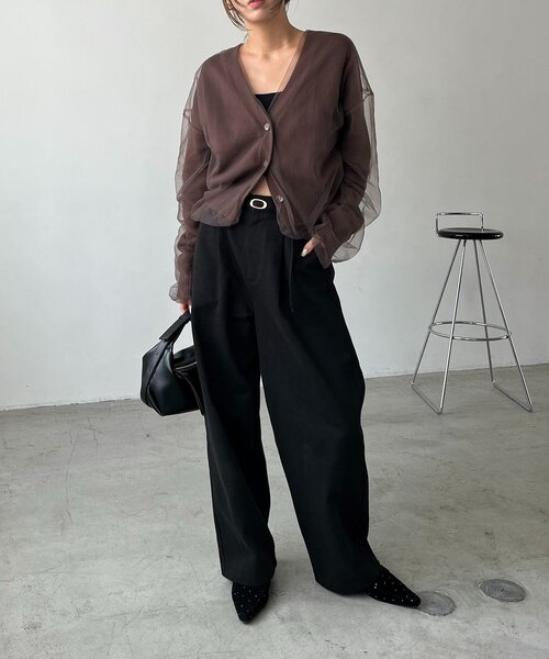 セール】【1枚で着映え】チュールレイヤードカーディガン