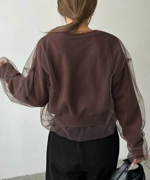 1枚で着映え】チュールレイヤードカーディガン（カーディガン/ボレロ