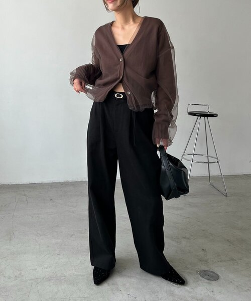 1枚で着映え】チュールレイヤードカーディガン（カーディガン/ボレロ