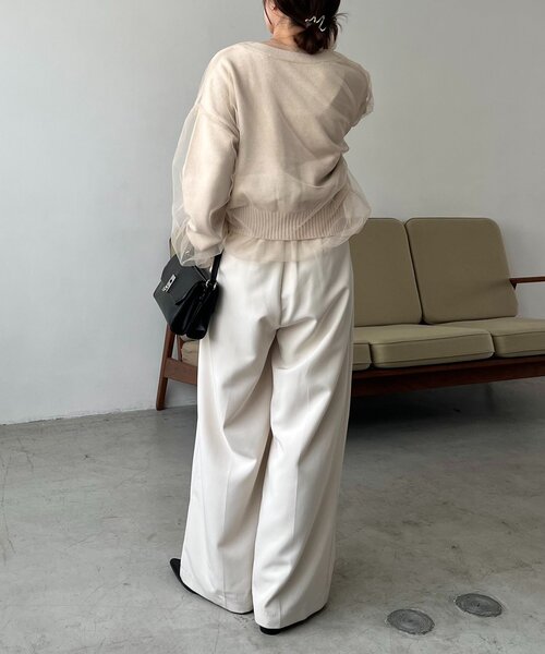 カプリシュレマージュ チュールレイヤードカーディガン CAPRICIEUX LE'MAGE（カプリシューレマージュ） カーディガン 「1枚で