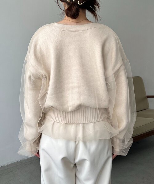 即購入OK カプリシュレマージュ　チュールレイヤードカーディガン 即購入OK カプリシュレマージュ チュールレイヤードカーディガン