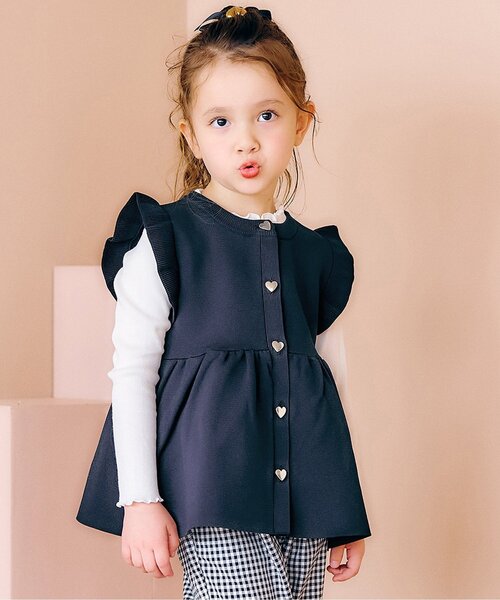 ジュニア対応】ペプラムフリルニットベスト_マシン