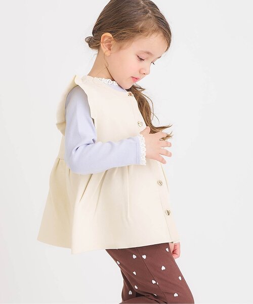 apres les cours（アプレレクール）の「【ジュニア対応】ペプラムフリルニットベスト_マシンウォッシャブル（ベスト・キッズ・アイボリー/ネイビー・100/120/140）」の2枚目の写真