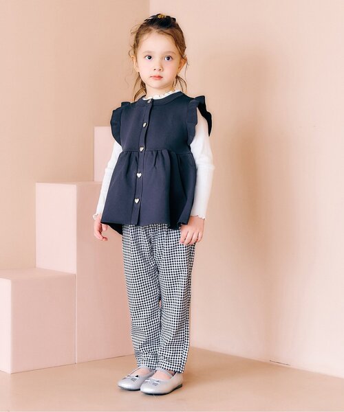 apres les cours（アプレレクール）の「【ジュニア対応】ペプラムフリルニットベスト_マシンウォッシャブル（ベスト・キッズ・アイボリー/ネイビー・100/120/140）」の5枚目の写真