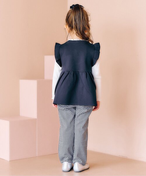 ジュニア対応】ペプラムフリルニットベスト_マシンウォッシャブル