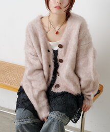w closet | 【25AW】MIXシャギーBIGボタンカーディガン(カーディガン/ボレロ)