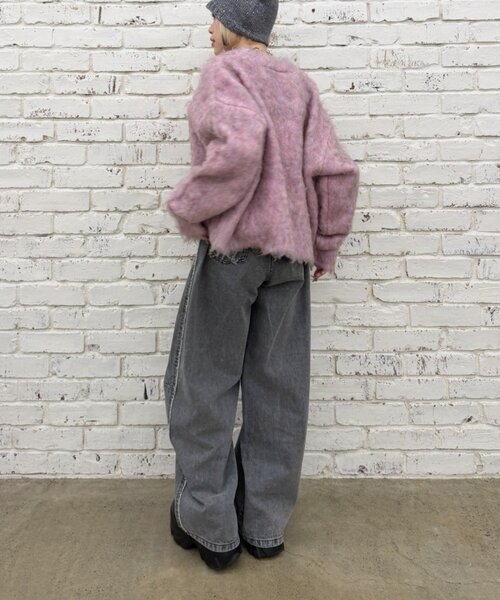 w closet(ダブルクローゼット)の「【25AW】MIXシャギーBIGボタンカーディガン(カーディガン/ボレロ・レディース・ピンク/グレー/サックスブルー/ベージュ/グリーン/オフホワイト・FREE)」の17枚目の写真