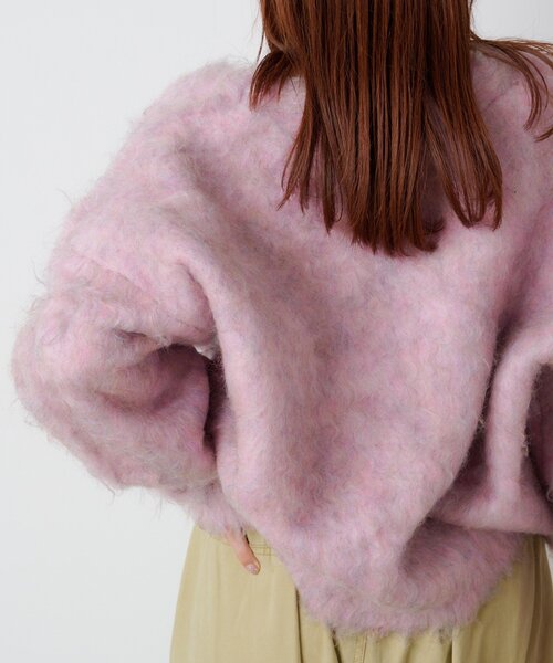 w closet(ダブルクローゼット)の「【25AW】MIXシャギーBIGボタンカーディガン(カーディガン/ボレロ・レディース・ピンク/グレー/サックスブルー/ベージュ/グリーン/オフホワイト・FREE)」の10枚目の写真