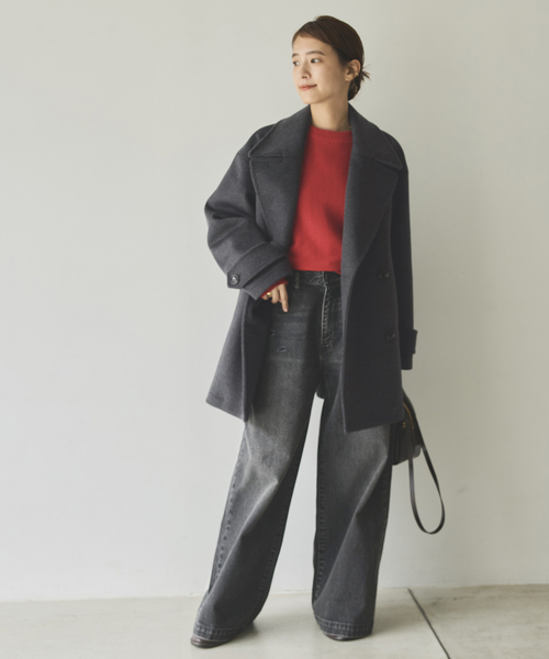 Spick & Span（スピックアンドスパン）の「S160ビーバーPコート（ピーコート・レディース・チャコールグレー/ブラック・36/38）」の7枚目の写真