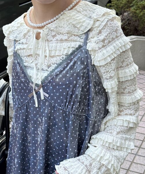 CIAOPANIC（チャオパニック）の「アソート柄ベロアキャミチュニックワンピース〈ドット／フラワー〉（チュニック・レディース・ブラック/グレー/カーキ/ブラック系その他/ベージュ系その他・ONE SIZE）」の8枚目の写真