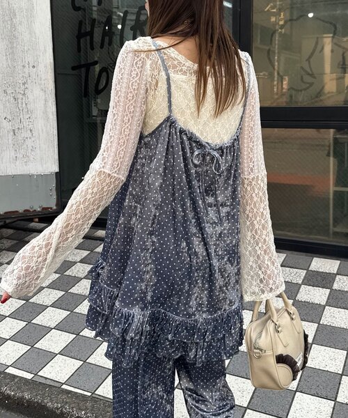 CIAOPANIC（チャオパニック）の「アソート柄ベロアキャミチュニックワンピース〈ドット／フラワー〉（チュニック・レディース・ブラック/グレー/カーキ/ブラック系その他/ベージュ系その他・ONE SIZE）」の16枚目の写真