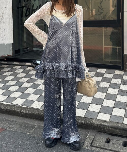 CIAOPANIC（チャオパニック）の「アソート柄ベロアキャミチュニックワンピース〈ドット／フラワー〉（チュニック・レディース・ブラック/グレー/カーキ/ブラック系その他/ベージュ系その他・ONE SIZE）」の17枚目の写真