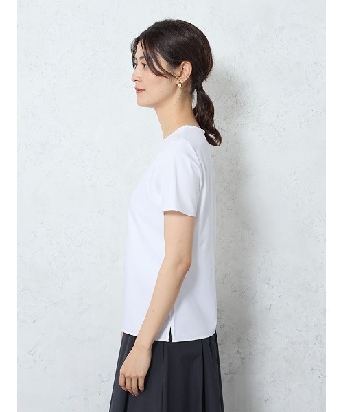 Perfect Suit FActory(パーフェクトスーツファクトリー)の「【接触冷感】シルク混ブラウス ホワイト/サックス(シャツ/ブラウス・レディース・ホワイト/サックスブルー・S/L/M)」の3枚目の写真