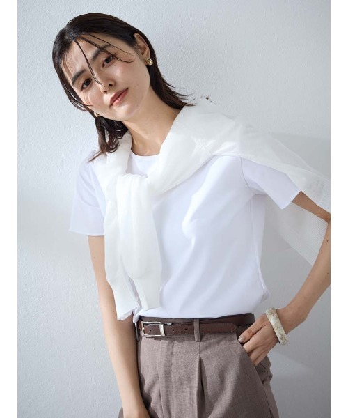 Perfect Suit FActory(パーフェクトスーツファクトリー)の「【接触冷感】シルク混ブラウス ホワイト/サックス(シャツ/ブラウス・レディース・ホワイト/サックスブルー・S/L/M)」の9枚目の写真
