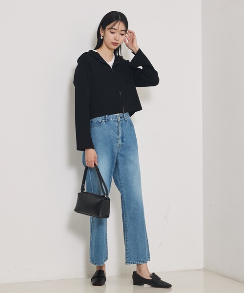 qualite（カリテ）の「【大人のパーカー】フーディーニットブルゾン/秋服/ジップパーカー/ショートパーカー（パーカー・レディース・ブラック/オフホワイト・フリー）」の18枚目の写真