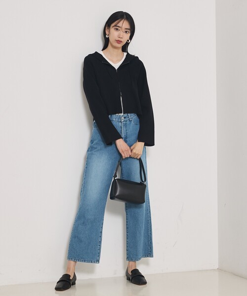 qualite（カリテ）の「【大人のパーカー】フーディーニットブルゾン/秋服/ジップパーカー/ショートパーカー（パーカー・レディース・ブラック/オフホワイト・フリー）」の19枚目の写真