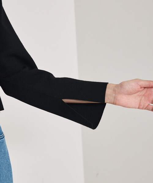 qualite（カリテ）の「【大人のパーカー】フーディーニットブルゾン/秋服/ジップパーカー/ショートパーカー（パーカー・レディース・ブラック/オフホワイト・フリー）」の8枚目の写真