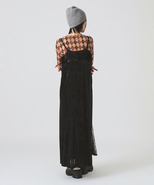 Ray BEAMS(レイビームス)の「ベロア レース レイヤー ワンピース(ワンピース・レディース・ブラック/ベージュ・1/0)」の7枚目の写真