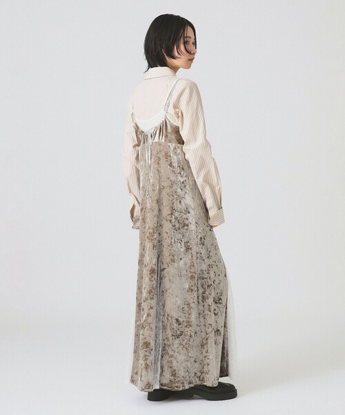 Ray BEAMS(レイビームス)の「ベロア レース レイヤー ワンピース(ワンピース・レディース・ブラック/ベージュ・1/0)」の9枚目の写真