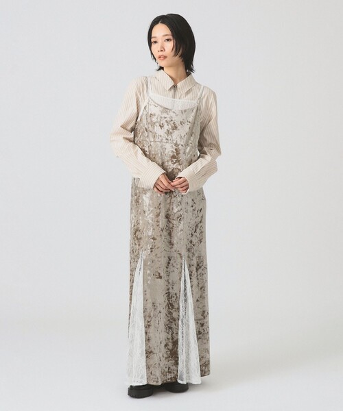 Ray BEAMS(レイビームス)の「ベロア レース レイヤー ワンピース(ワンピース・レディース・ブラック/ベージュ・1/0)」の3枚目の写真