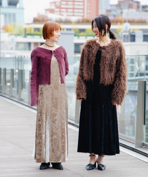 Ray BEAMS(レイビームス)の「ベロア レース レイヤー ワンピース(ワンピース・レディース・ブラック/ベージュ・1/0)」の5枚目の写真