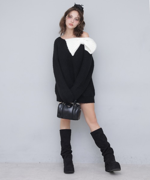 Seemi. リボンワンショルミニワンピース NICE CLAUP Seemi. byNICECLAUP（ シーミーバイナイスクラップ）の「【Seemi