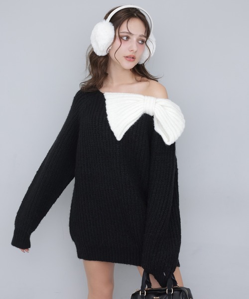 Seemi. リボンワンショルミニワンピース NICE CLAUP Seemi. byNICECLAUP（ シーミーバイナイスクラップ）の「【Seemi