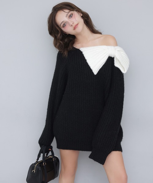 Seemi. リボンワンショルミニワンピース NICE CLAUP Seemi. byNICECLAUP（ シーミーバイナイスクラップ）の「【Seemi