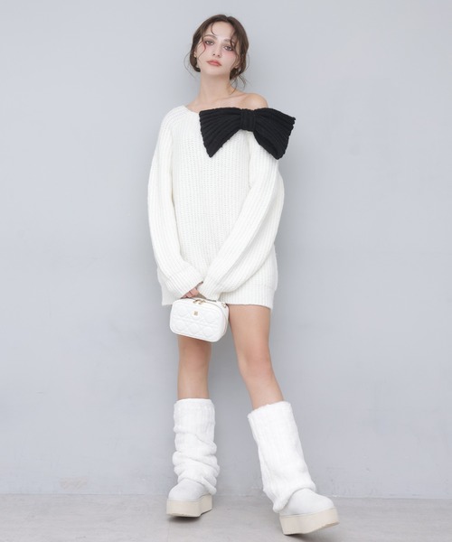 Seemi. リボンワンショルミニワンピース NICE CLAUP Seemi. byNICECLAUP（ シーミーバイナイスクラップ）の「【Seemi