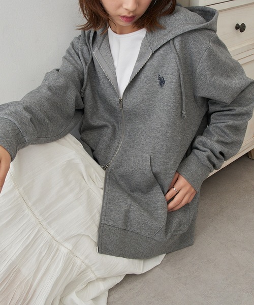 POLO JEANS CO. ダブルジップ スウェット パーカー S グレー POLO
