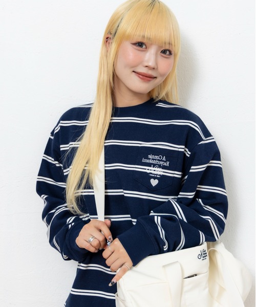 kaoyorinakami(カオヨリナカミ)の「connie border sweat / コニーボーダースウェット(スウェット・メンズ・ホワイト/ネイビー・X-LARGE/LARGE/MEDIUM/SMALL)」の3枚目の写真