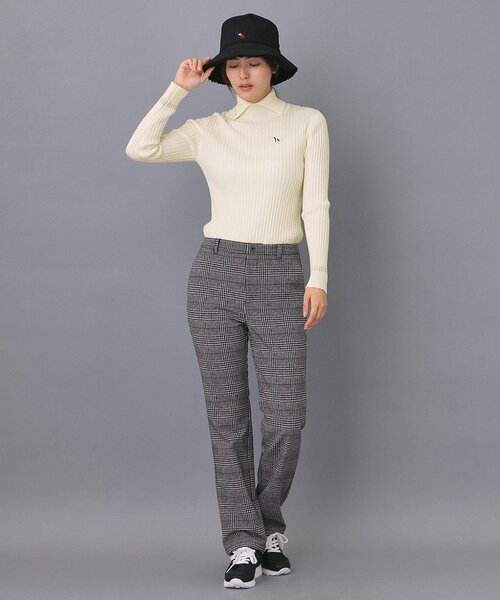 ADABAT NAVY】ワイドリブスプリットカラーニット（ニット/セーター