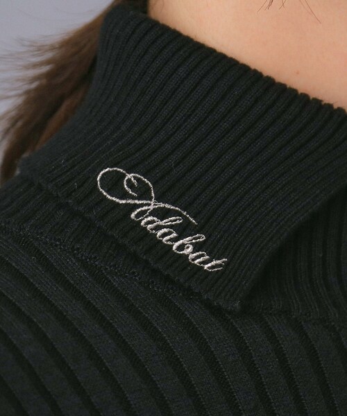 ADABAT NAVY】ワイドリブスプリットカラーニット（ニット/セーター