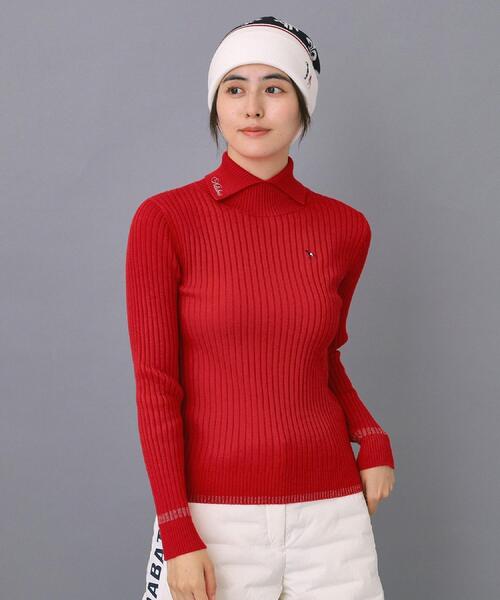 ADABAT NAVY】ワイドリブスプリットカラーニット（ニット/セーター