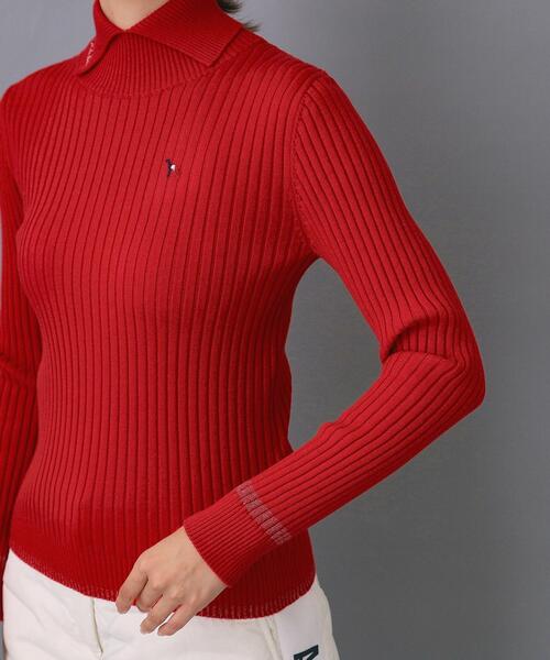 adabat（アダバット）の「【ADABAT NAVY】ワイドリブスプリットカラーニット（ニット/セーター・レディース・レッド系1/ブラック/オフホワイト・42/40/38）」の7枚目の写真