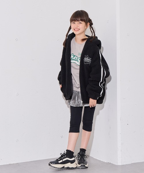 セール】フード付き袖ラインボアジャケット（カモフラ/ブラック